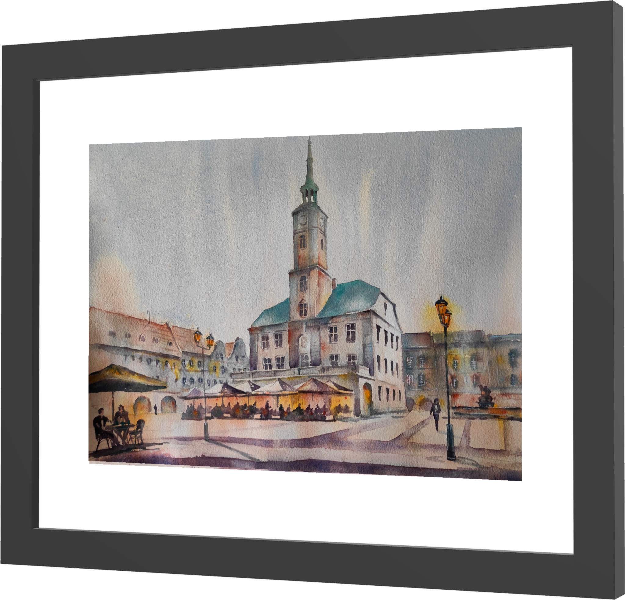 Rynek w Gliwicach- akwarela namalowana w 2025r. < NOWY W GALERII>