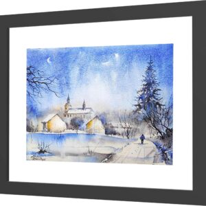 Zimowe Opactwo Cystersów w Jemielnicy – akwarela