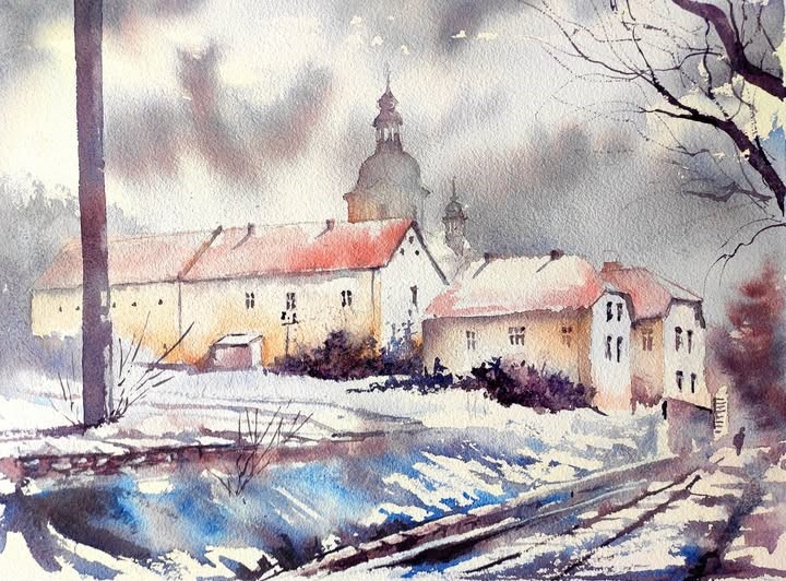 Opactwo Cystersów w Jemielnicy - akwarela - obrazek 2